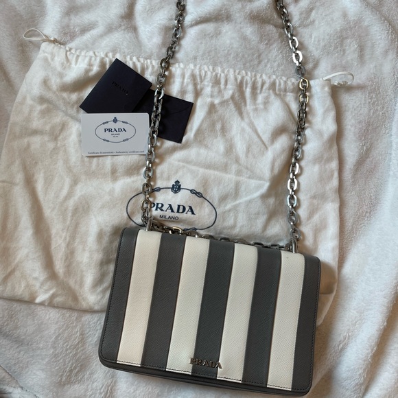 Prada Saffiano Biade Bag- Marmo and Bianco - Picture 3 of 6
